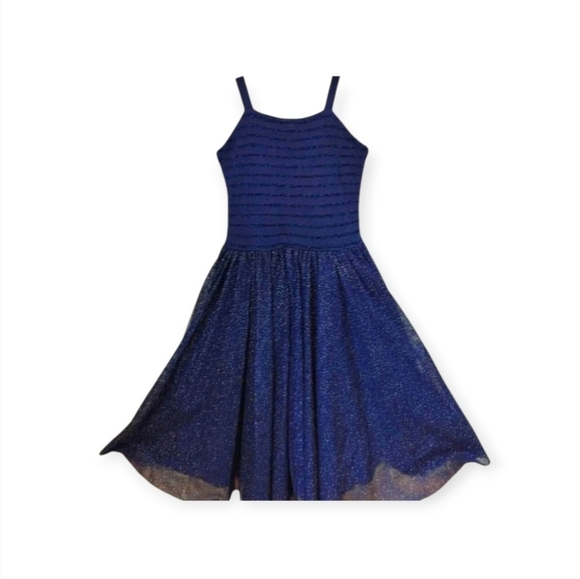 Petite Bateau Navy Blue Dress Striped Sparkle Fully-Lined Size 10 - Picture 1 of 5